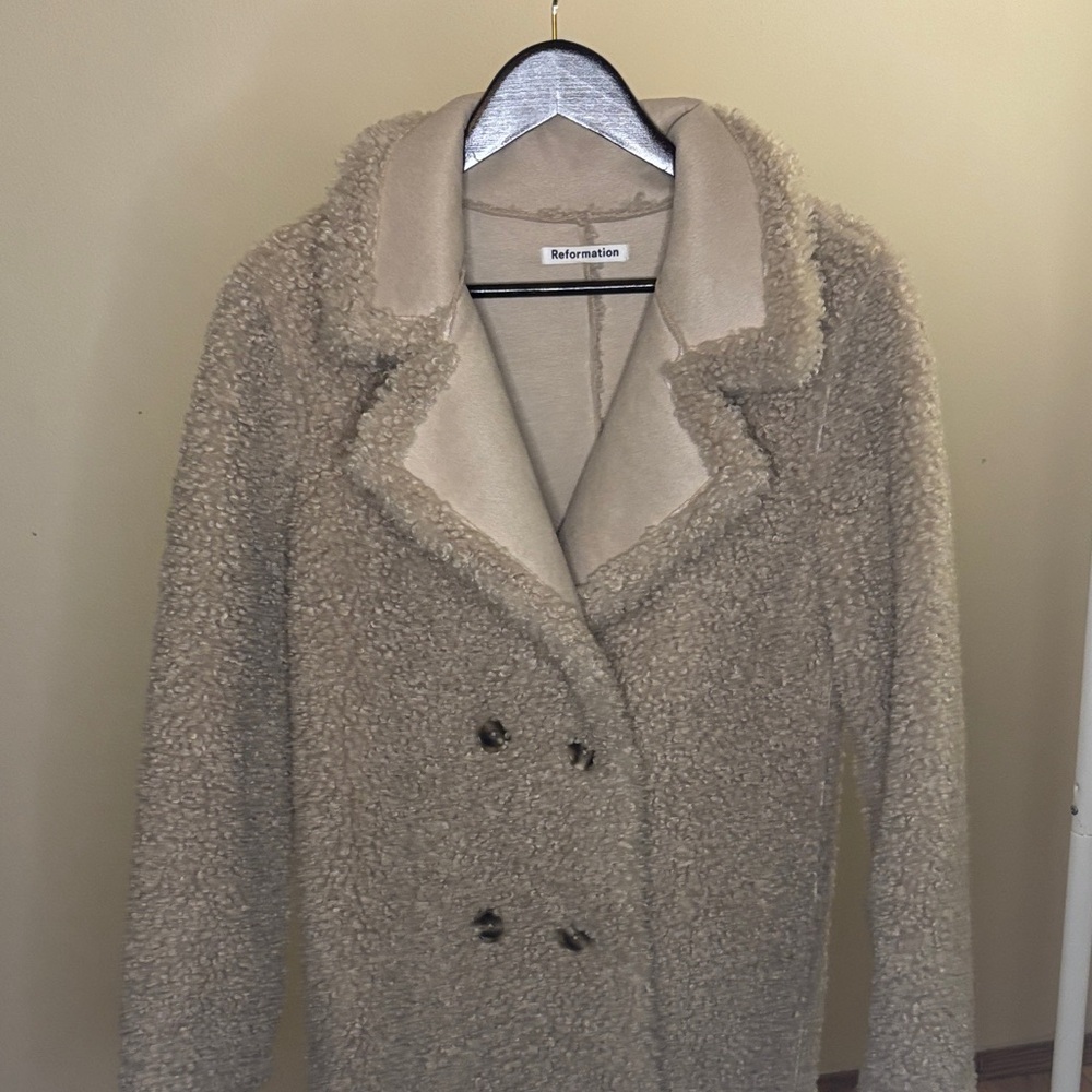 Reformation Cream Teddy Coat